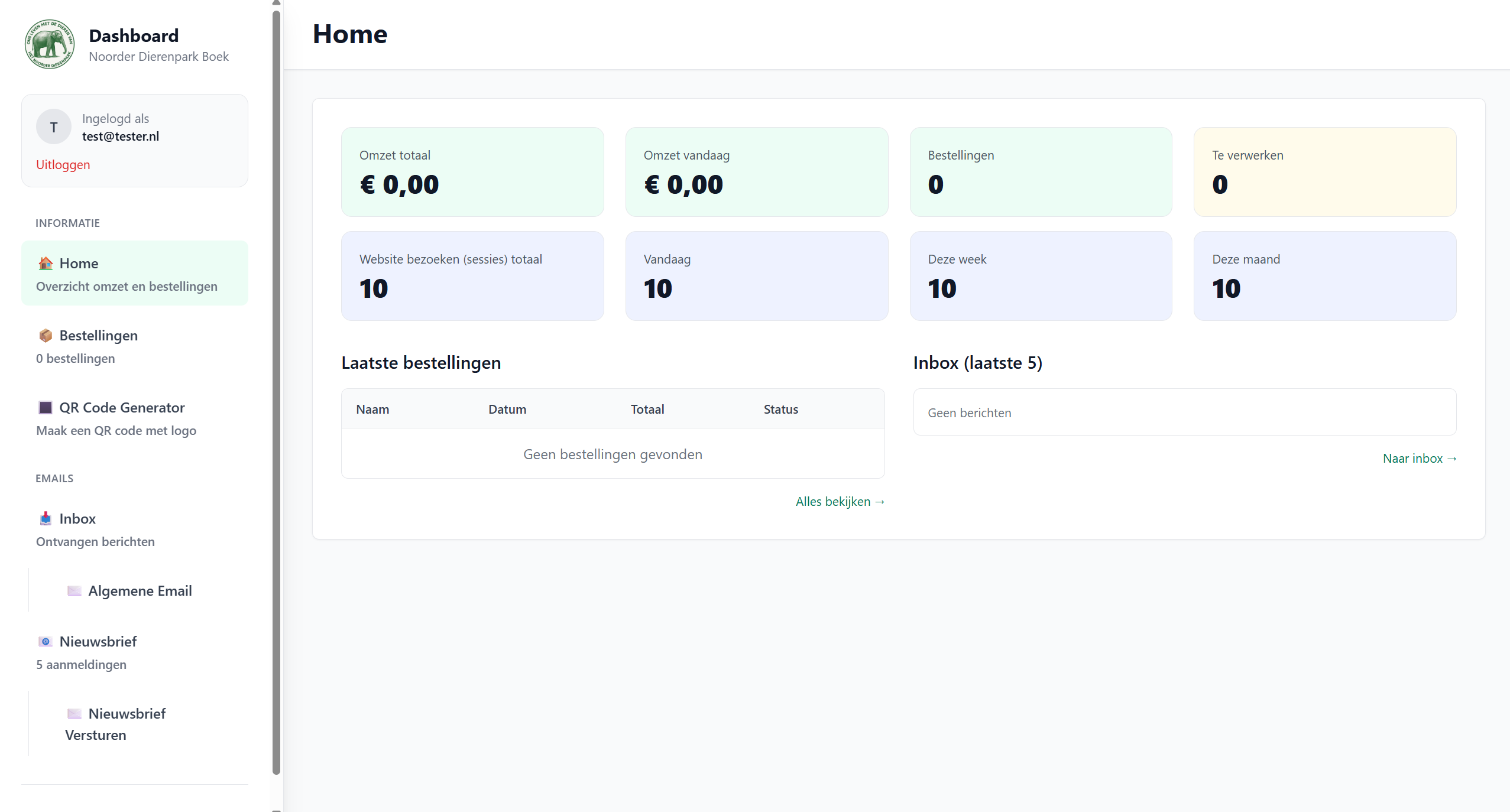 Emmendierenpark Website Dashboard
